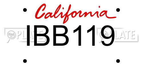 IBB119 California License Plate