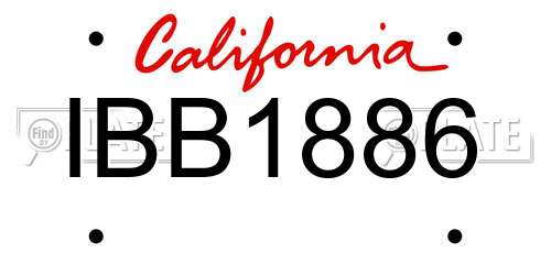 IBB1886 California License Plate