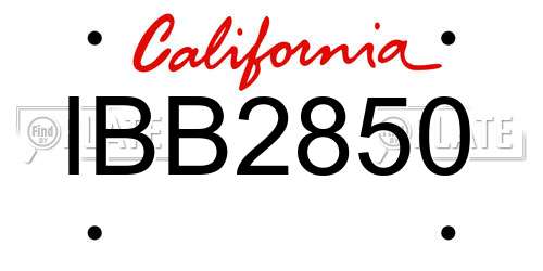 IBB2850 California License Plate