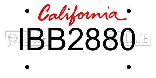IBB2880 California License Plate