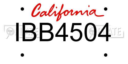 IBB4504 California License Plate