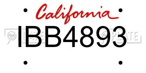 IBB4893 California License Plate