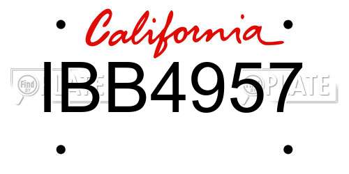 IBB4957 California License Plate