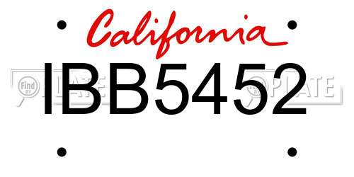 IBB5452 California License Plate