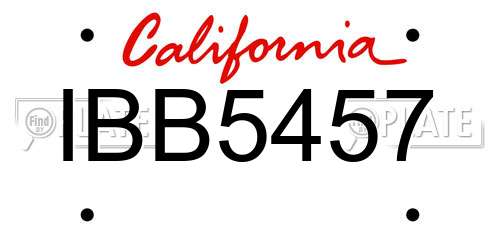 IBB5457 California License Plate
