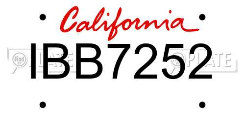 IBB7252 California License Plate