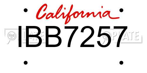 IBB7257 California License Plate