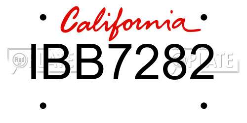 IBB7282 California License Plate