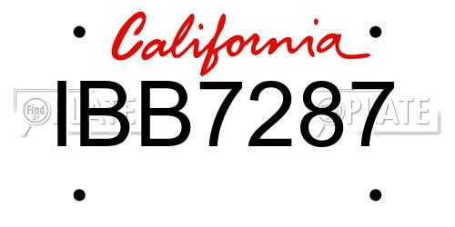 IBB7287 California License Plate