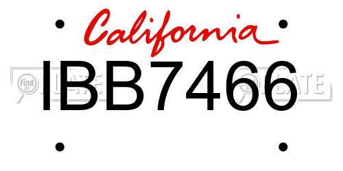 IBB7466 California License Plate