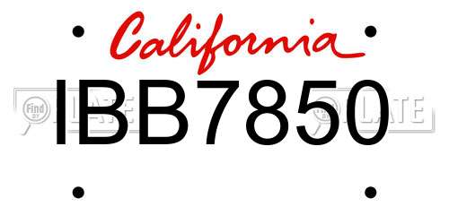 IBB7850 California License Plate