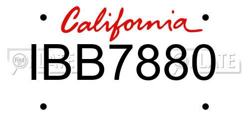 IBB7880 California License Plate