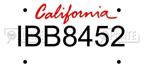 IBB8452 California License Plate