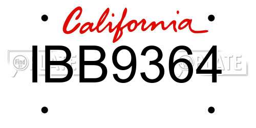 IBB9364 California License Plate