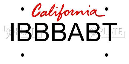 IBBBABT California License Plate