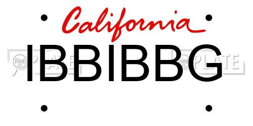 IBBIBBG California License Plate