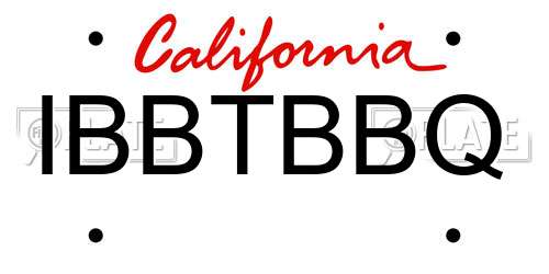 IBBTBBQ California License Plate