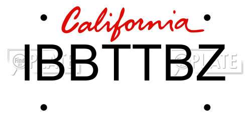 IBBTTBZ California License Plate