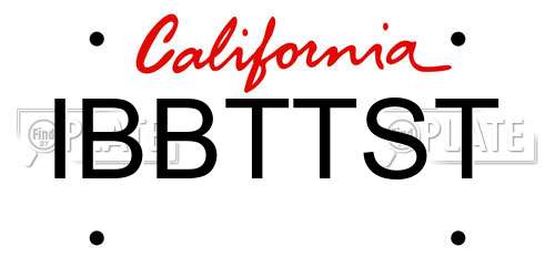 IBBTTST California License Plate