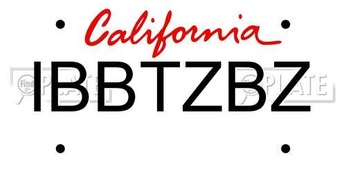 IBBTZBZ California License Plate