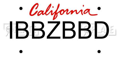 IBBZBBD California License Plate