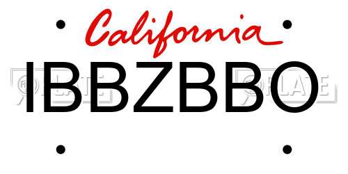 IBBZBBO California License Plate