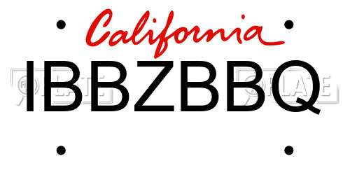 IBBZBBQ California License Plate