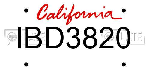 IBD3820 California License Plate