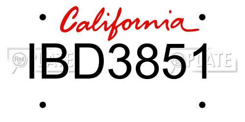 IBD3851 California License Plate