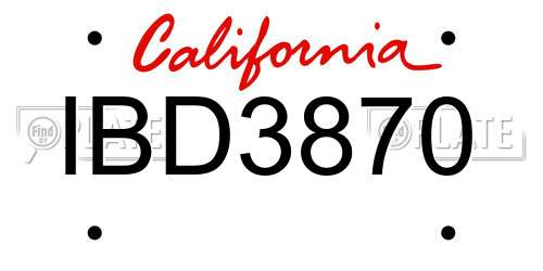 IBD3870 California License Plate