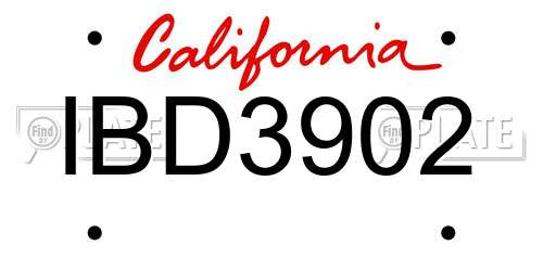 IBD3902 California License Plate