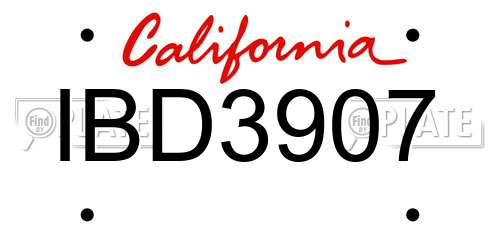 IBD3907 California License Plate