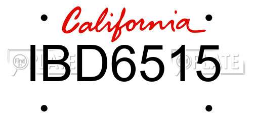 IBD6515 California License Plate