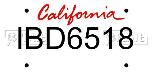 IBD6518 California License Plate