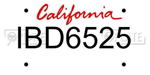 IBD6525 California License Plate