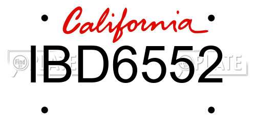 IBD6552 California License Plate