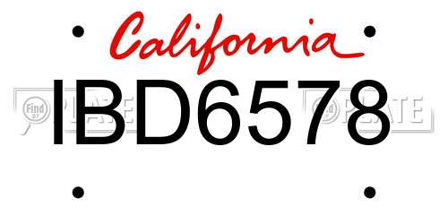 IBD6578 California License Plate