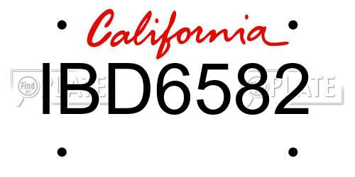 IBD6582 California License Plate