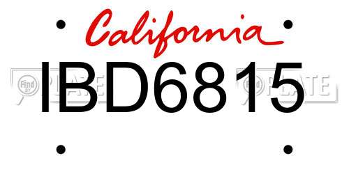 IBD6815 California License Plate