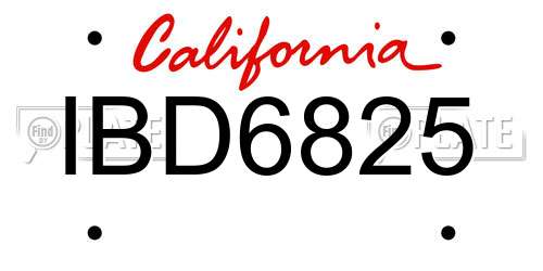 IBD6825 California License Plate