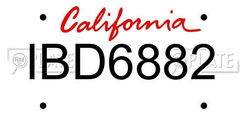 IBD6882 California License Plate
