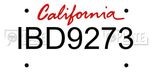 IBD9273 California License Plate