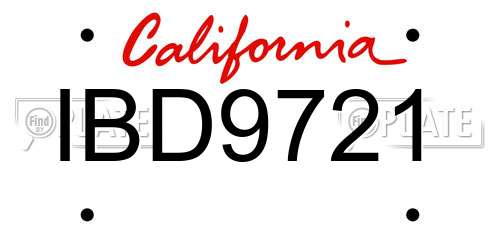 IBD9721 California License Plate