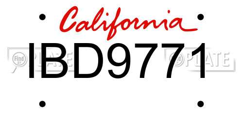 IBD9771 California License Plate