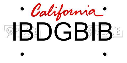 IBDGBIB California License Plate