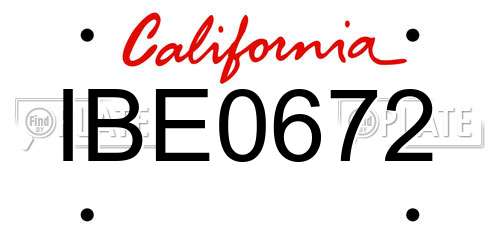 IBE0672 California License Plate