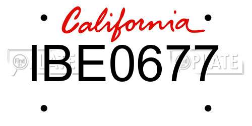 IBE0677 California License Plate