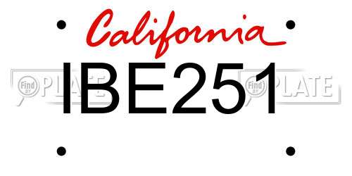IBE251 California License Plate