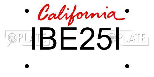 IBE25I California License Plate