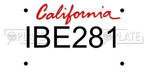 IBE281 California License Plate
